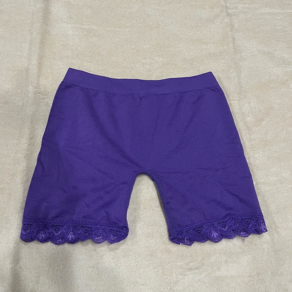 Purple Lace Trim Shorts (Spandex) ✨